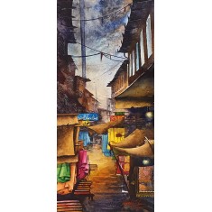 Aisha Khan, 10 x 22 Inch, Watercolor on Paper, Cityscape Painting, AC-AHK-005